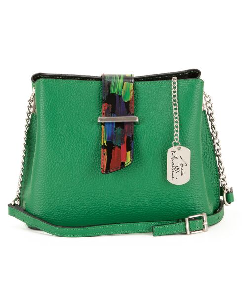 Anna Morellini groene leren schoudertas - 22x17x10 cm
