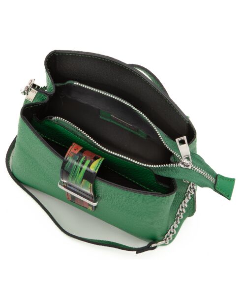 Anna Morellini groene leren schoudertas - 22x17x10 cm