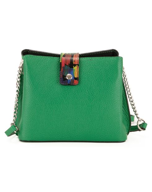 Anna Morellini groene leren schoudertas - 22x17x10 cm