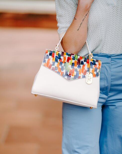 Borsa Anna in pelle bianca - 30x20x9 cm