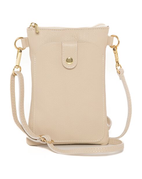 Erica beige leren schoudertas - 14x21x1 cm