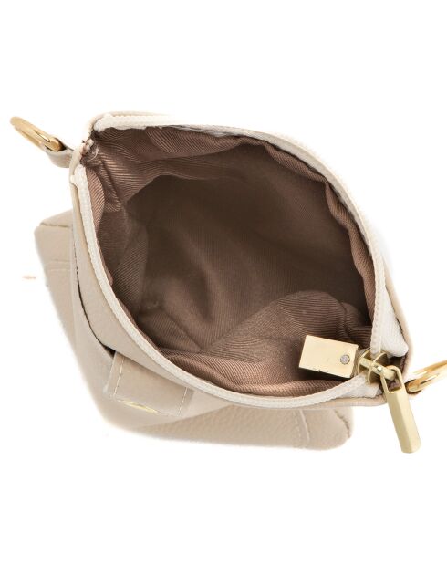 Erica beige leren schoudertas - 14x21x1 cm