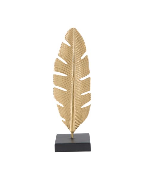 Sculpture de feuille avec bougeoir glam dore/noir - 12x11x36 cm