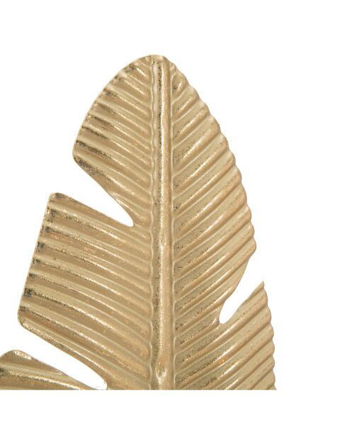 Scultura a foglia con portacandele glam oro/nero - 12x11x36 cm