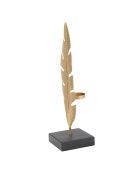 Sculpture de feuille avec bougeoir glam dore/noir - 12x11x36 cm