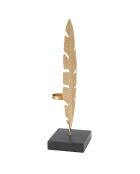 Sculpture de feuille avec bougeoir glam dore/noir - 12x11x36 cm