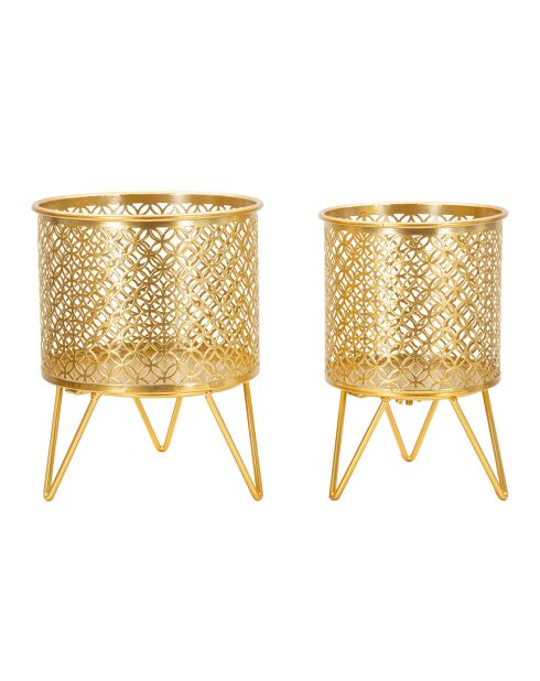 2 vasi traforati dorati - 17x17x21 cm