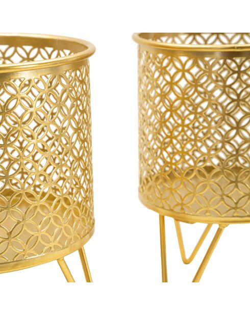 2 vasi traforati dorati - 17x17x21 cm
