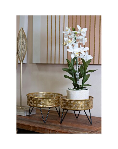 Vase Vanny  noir/doré - 21.5x21.5x14 cm