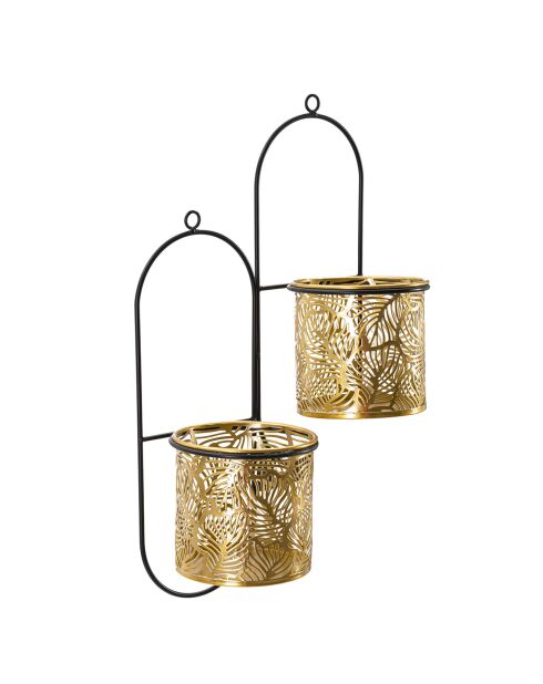 Double Pot Mural Hong noir/doré - 28x15x49 cm