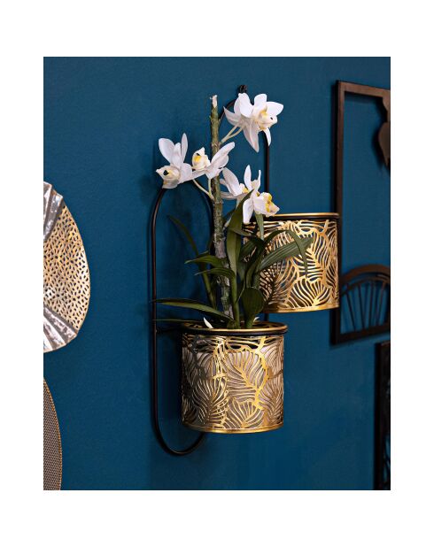 Vase Mural Double Hong noir/doré - 28x15x49 cm