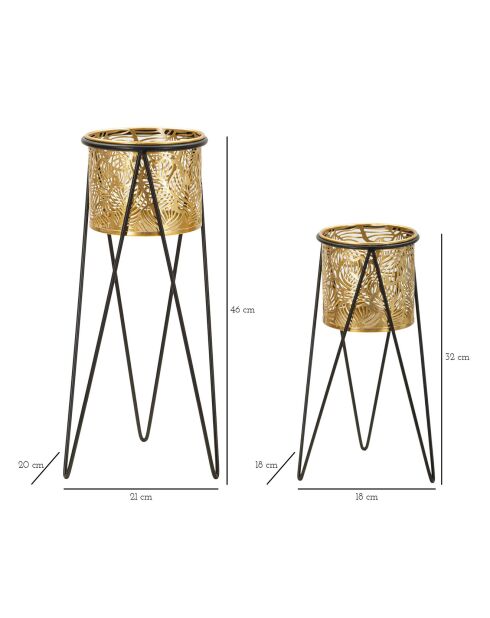 2 potten zwart/Evan - 21x21x47 cm