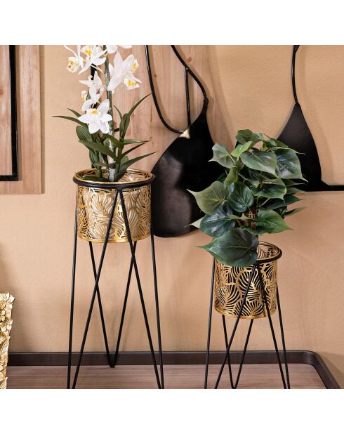 2 potten zwart/Evan - 21x21x47 cm