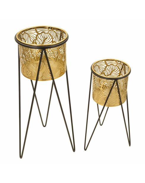 2 potten zwart/Evan - 21x21x47 cm