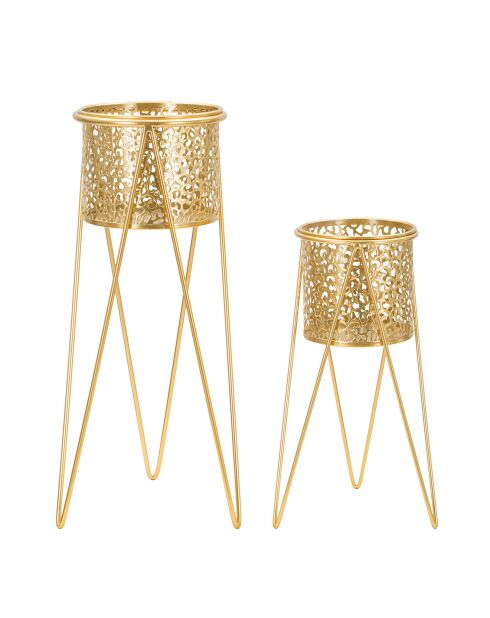 Paar gouden vazen - 28x15x49 cm