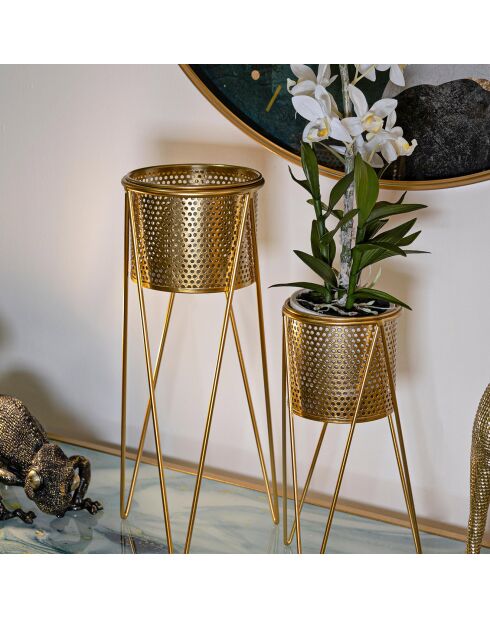 2 gouden potten - 21x21x47 cm