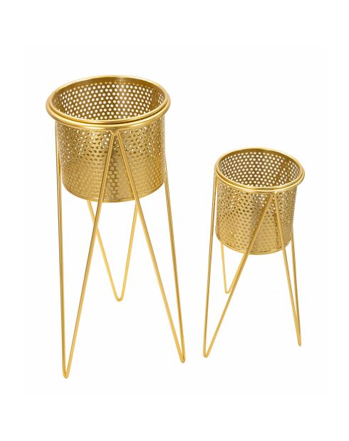 2 gouden potten - 21x21x47 cm