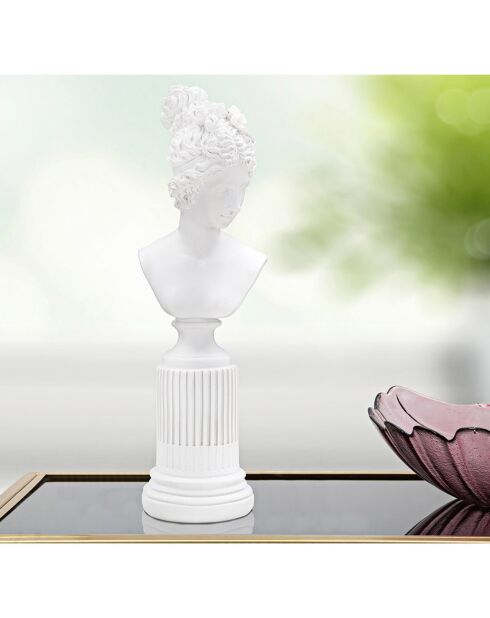 Sculpture statue de femme avec socle  blanc - 15x14.5x39.5 cm