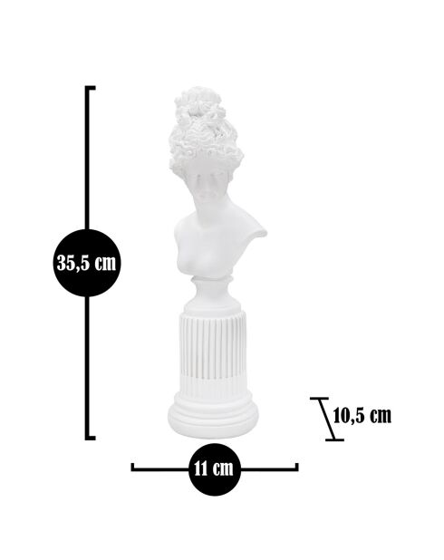 Sculpture statue de femme avec socle  blanc - 15x14.5x39.5 cm