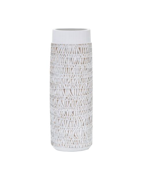 Vase en résine Nairobi ovale lavage blanc - 21x14x51 cm