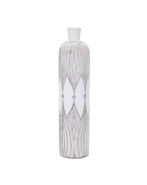 Vase en résine Panama lavage blanc - 16.5x16.5x62 cm