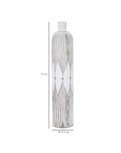Vase en résine Panama lavage blanc - 16.5x16.5x62 cm