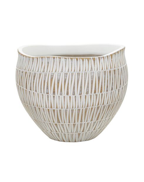 Cachepot en résine Sticky doré/blanc - 32x32x26.5 cm