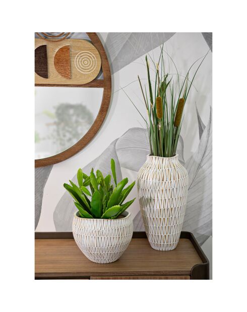 Cachepot en résine Sticky doré/blanc - 32x32x26.5 cm