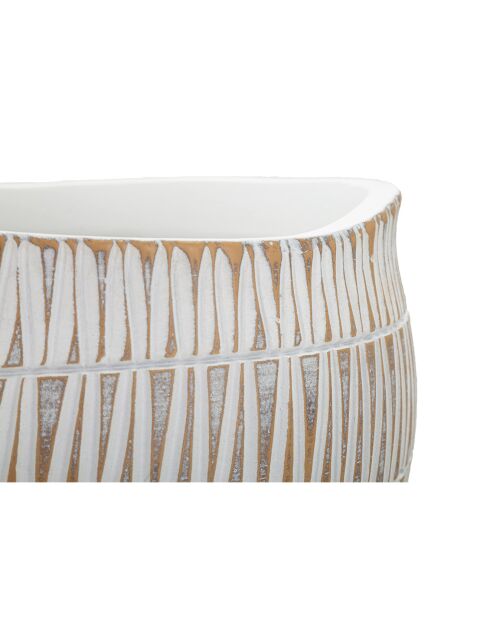 Cachepot en résine Sticky doré/blanc - 32x32x26.5 cm