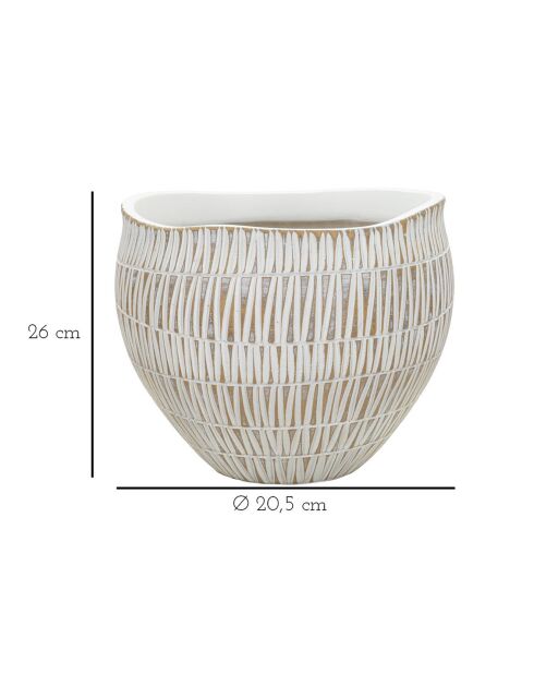 Cachepot en résine Sticky doré/blanc - 32x32x26.5 cm