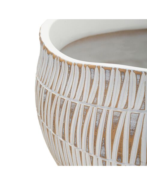 Cachepot en résine Sticky doré/blanc - 32x32x26.5 cm