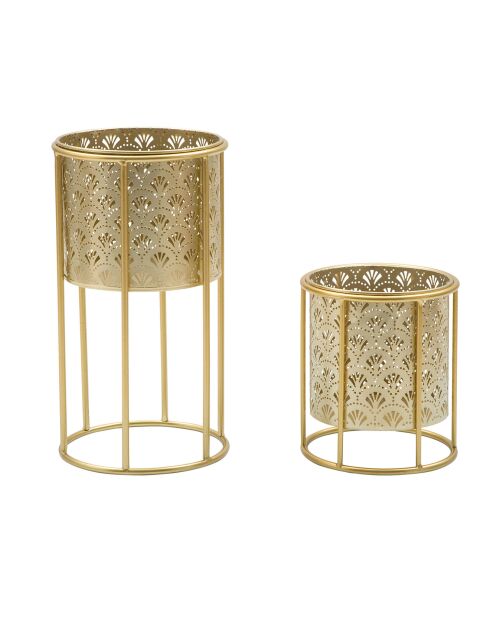 2 gouden Golvy vazen - 23x23x42 cm