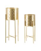 2 pots sur support Golvy dorés - 22.5x22.5x52 cm
