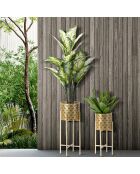 2 pots sur support Golvy dorés - 22.5x22.5x52 cm