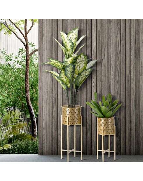 2 pots sur support Golvy dorés - 22.5x22.5x52 cm