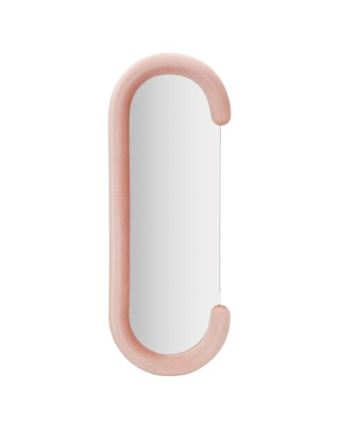 Specchio da parete Chantal in velluto rosa - 166x67x12 cm