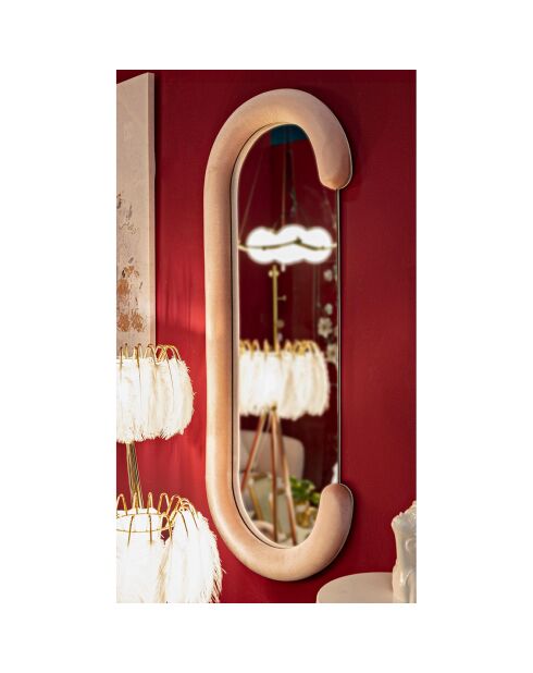 Specchio da parete Chantal in velluto rosa - 166x67x12 cm