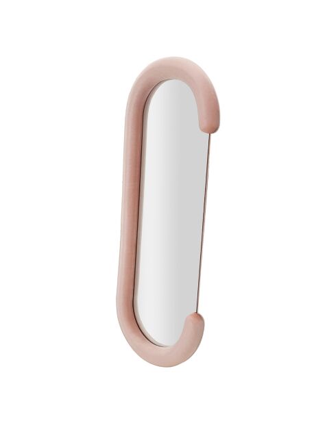 Specchio da parete Chantal in velluto rosa - 166x67x12 cm
