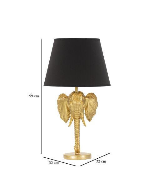 Lampe de Table Éléphant doré/noir - 21-30x15-30x44-30 cm