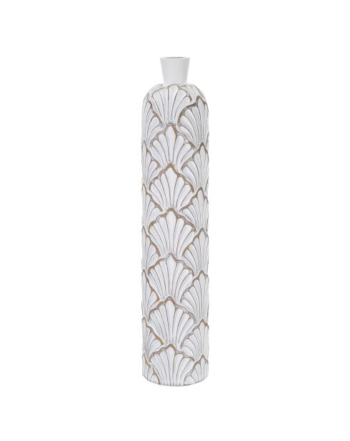 Vase en résine Panama lavage blanc - 17x17x76 cm