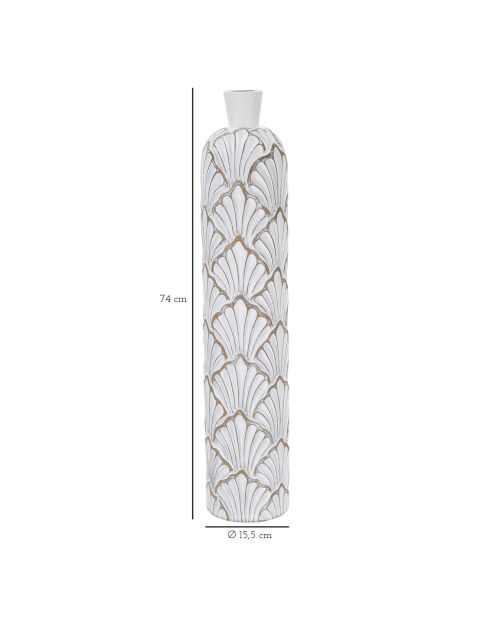 Vase en résine Panama lavage blanc - 17x17x76 cm