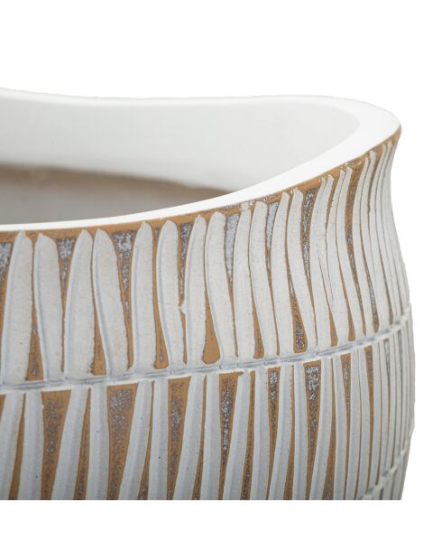 Cachepot en résine Sticky doré/blanc - 36.5x36.5x30.5 cm