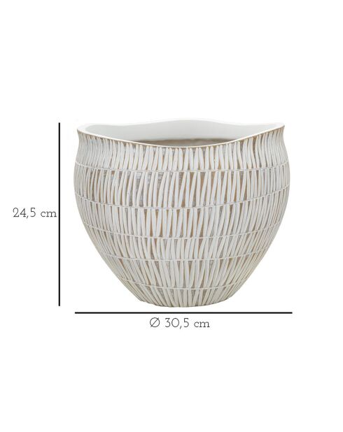 Cachepot en résine Sticky doré/blanc - 36.5x36.5x30.5 cm