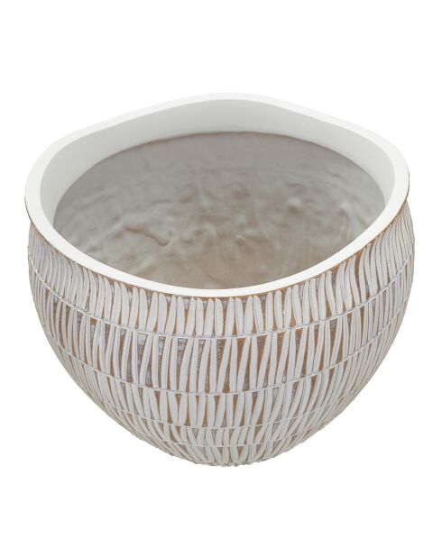 Cachepot en résine Sticky doré/blanc - 36.5x36.5x30.5 cm