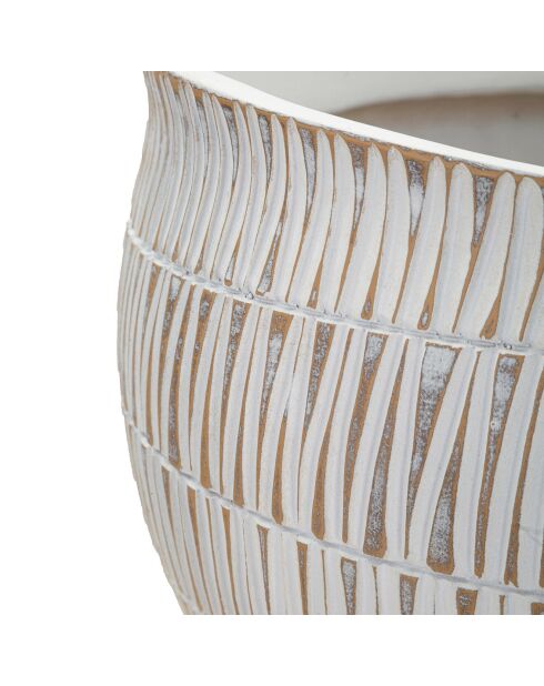 Cachepot en résine Sticky doré/blanc - 36.5x36.5x30.5 cm