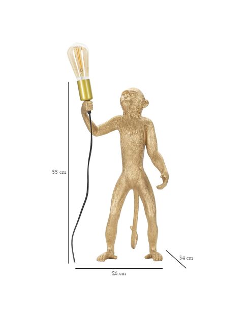Lampe de table Singe dorée - 60x32x20 cm