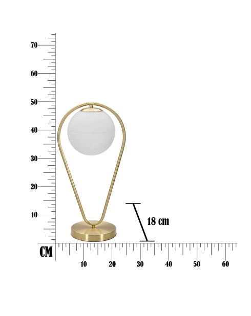 Glamy tafellamp goud/wit - 42x22x23 cm