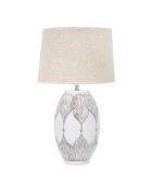 Lampe de table Ovale en Résine Athènes  blanc délavé/marron - 37-45x37-45x50-42 cm