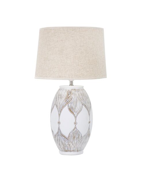 Lampe de table Ovale en Résine Athènes  blanc délavé/marron - 37-45x37-45x50-42 cm