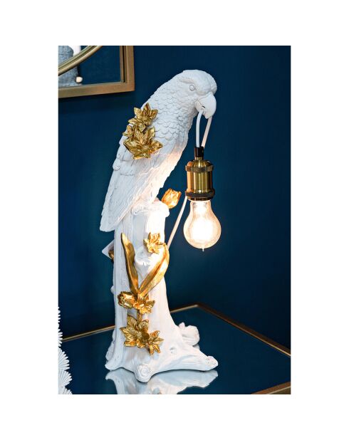 Lampe perroquet doré/blanc - 55.8x24.2x24.2 cm